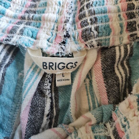 Briggs Linen Blend Multi Stripe Pull On High Rise Womens Shorts W Pockets large - Picture 3 of 5